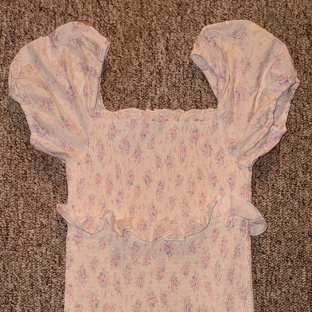 Worth Collective Ada Smocked Dress Pink and Blue Floral - Bump Friendly! Size XL - Picture 7 of 10